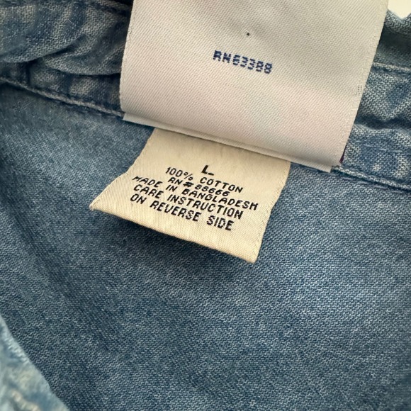 Vintage Superbowl  XXXV 2001 Denim Button Down Shirt Tampa Florida Shirt Large - Picture 6 of 11